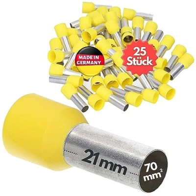 Immagine di Kalitec AE7021GE 25 terminali isolati, 70 mm², lunghezza 21 mm, giallo, Made in Germany, qualità industriale
