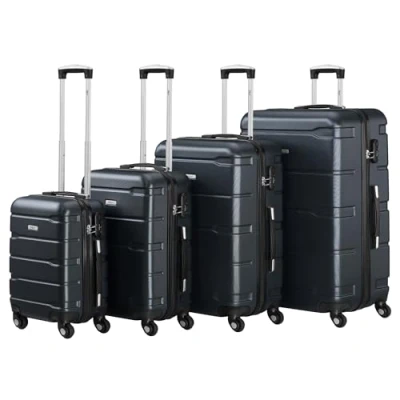 Immagine di set di valigie Zelsius 4 pezzi, antracite valigia rigida in ABS con chiusura a combinazione, ruote e divisorio interno mano, rigide trolley, grande