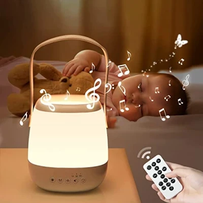 Immagine di One Fire Lampada da Comodino, 16 Colori 5 Luminosità Luce Notturna Neonato,16 Rumore Bianco 6 Lullaby Lampade Telecomando Timer Bambini,USB Ricaricabile Comodino