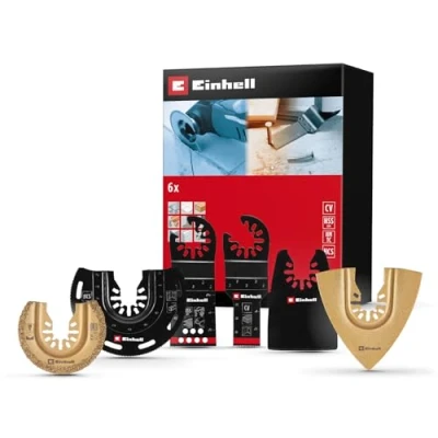 Immagine di Originale set multiutensile Einhell da 6 pz. (lama taglio a tuffo BIM, lama semitonda HCS, CrV, in metallo duro, raspa delta, raschietto)