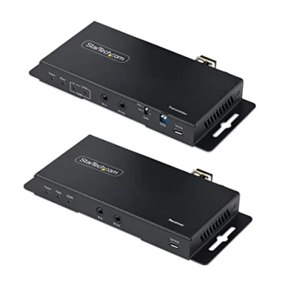 Immagine di StarTech.com Extender HDMI su fibra ottica LC, 4K 60Hz fino a 1km (Single Mode) o 300m (Multimode) HDR, HDCP, 3,5mm Audio/RS232/IR Extender, Kit trasmettitore e ricevitore (ST121HD20FXA2)