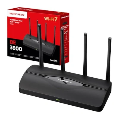 Immagine di Mercusys TP Link MR27BE Router WiFi 7 Dual Band BE3600Mbps, Porte 2.5Gbps, 4 Antenne Ad Alto Guadagno, Canali 160MHz, MLO, Compatibile con EasyMesh, Sicurezza WPA3, Controllo da APP