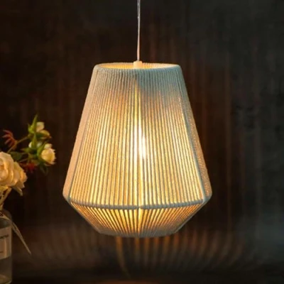 Immagine di JHY DESIGN lampada a sospensione alimentata batteria, 20,3 cm di altezza, corda cotone intrecciata, decorativa batteria con timer 6 ore, per bar, camera da letto,