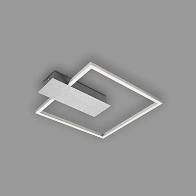 Immagine di Briloner Plafoniera a LED dimmerabile in 3 fasi, funzione memory, colore della luce bianco caldo, lampada da soffitto angolare, color alluminio, 375x320 mm