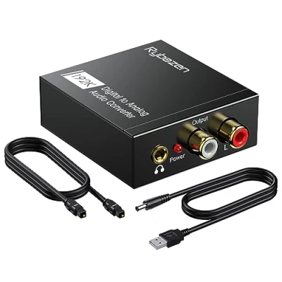 Immagine di DAC audio 192KHz,Adattatore SPDIF Jack,Convertitore ottico RCA,Convertitore digitale analogico audio, Toslink a stereo RCA e jack da 3,5 mm per PS3, PS4, Xbox,HDTV, Blu ray