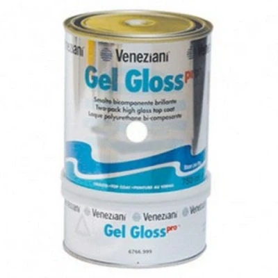 Immagine di Veneziani Gel Gloss Pro Finitura poliuretanica bicomponente, colore: 708 nero, size: 750 ml A+B
