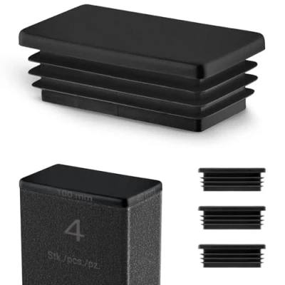 Immagine di Tappo per tubo rettangolare fino a 40x100 mm, 4 pezzi, colore Nero (RAL 9005), 4x10 cm EMFA ®
