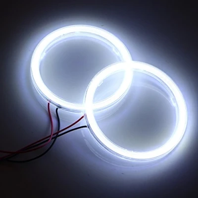 Immagine di Qasim 1 paio LED COB Halo Anelli 80mm Fari Angel Eyes con Paralume di Copertura 9 30V Costante non Polarità Bianco