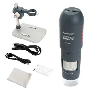 Immagine di Celestron 44316 MicroDirect 1080P HDMI Microscopio digitale manuale, Ingrandimento 10x 220x, Grigio/Bianco