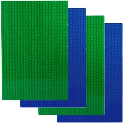 Immagine di Apostrophe Games Blocco da Costruzione Classico Piastre di Base Compatibile con Tutte Le Principali Marche (2x Verde e 2x Blu Rettangolo)