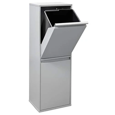 Immagine di Arregui Basic CR202 B Pattumiera Differenziata 2 Scomparti 2X 17L (34L) Contenitore in Acciaio da Interno Mobile per Raccolta Cestino Spazzatura Cucina e Ufficio Grigio