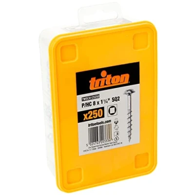 Immagine di Triton 364986 Viti forate zincate con testa a disco e filettatura grossa, 8 x 1 1/4&quot;, confezione da 250 pezzi, colore: argento