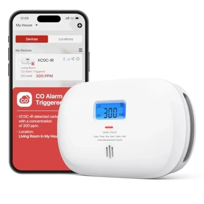 Immagine di X Sense Smart XC0C iR rilevatore di monossido carbonio, silenziamento tramite app, allarme CO con display digitale LCD, carbonio batteria sostituibile, confezione da 1