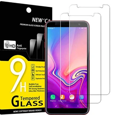 Immagine di NEW&#039;C 2 Pezzi, Vetro Temperato per Samsung Galaxy J6 Plus (2018), Pellicola Prottetiva Anti Graffio, Impronte, Senza Bolle, Durezza 9H, 0,33mm Ultra Trasparente, Resistente