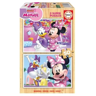 Immagine di Educa Minnie Set di 2 puzzles in legno con 50 pezzi ciascuno. Misura: 28 x 20 cm. Raccomandato 5 6 7 8 anni (19962)