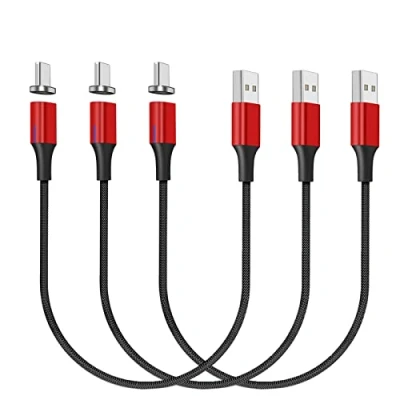 Immagine di NetDot Gen10 Cavo di Ricarica Magnetico Intrecciato in Nylon USB c con LED Laterale Compatibile Dispositivo Tipo (0.3m/3 Pack Rosso)