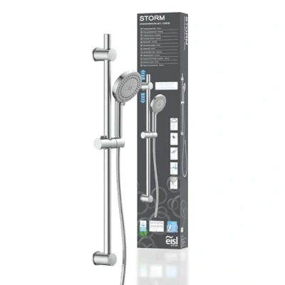Immagine di EISL DX5082CSB STORM Set asta doccia con doccia, 70 cm, soffione tubo e supporto, 8 funzioni, cromato