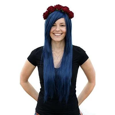 Immagine di Prettyland C950 Parrucca 80cm Lisci Resistente Al Calore Capelli Lunghi Lucky Star Colore Blu