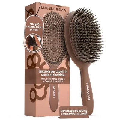 Immagine di FRAMAR spazzola per capelli con setole di cinghiale morbide donne, fini,