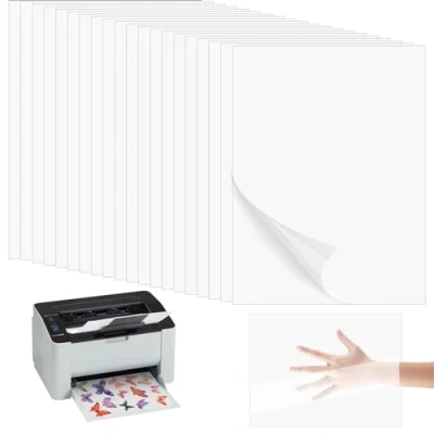 Immagine di Nivofu 20 fogli Vinile Adesivo Stampabile Carta, Asciugatura Rapida, trasparente Carta autoadesiva, adesiva a getto d&#039;inchiostro, per stampanti d&#039;inchiostro e laser, A4