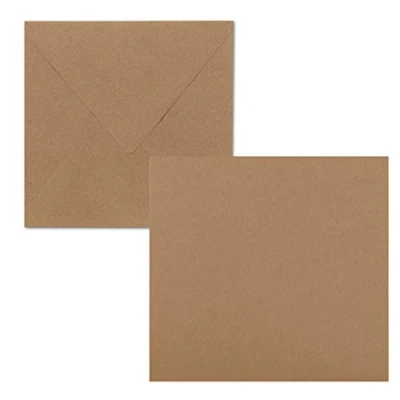 Immagine di Set di biglietti bianchi quadrati, 15 x cm con buste, per auguri, inviti e molto altro, della serie FarbenFroh® by GUSTAV NEUSER® 50 Sets S30 marrone sabbia/marrone naturale.