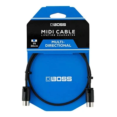 Immagine di BOSS BMIDI PB1 1ft/30cm length Space saving MIDI cable with multi directional connectors, perfect for pedalboards and all applications
