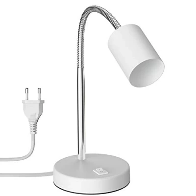 Immagine di ledscom.de lampada da tavolo WAIKA, collo d&#039;oca, interruttore, bianco, 1x GU10 max. 60W, tavolo, scrivania, comodino, tavolino