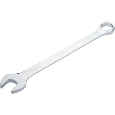 Immagine di Vigor Chiave combinata ad anello V7740 34, SW 34 mm, modello lungo, gomito a 15, profilo esagonale esterno e doppio esagono, cromata lucida