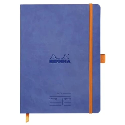 Immagine di RHODIA 117788C Taccuino Flessibile Meeting Zaffiro A5+ Pre stampato Data/Note/Attività 160 pagine Staccabili Carta Clairefontaine 90g Segna pagina, Porta matite Copertina Simil Cuoio Rhodiarama