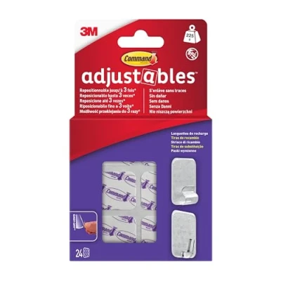 Immagine di Command 17820 24FESIP Adjustables riposizionabili 24 Strisce di Ricambio/PK 24, Bianco