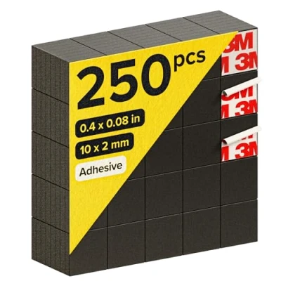 Immagine di Piastrine magnetiche autoadesive (250 pezzi) Massima forza adesiva con colla premium Strisce extra forti I pellicola magnetica sottile autoadesiva