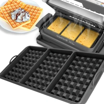 Immagine di inserto per waffle compatibile con Tefal OptiGrill XL, 4 in 1 2 Elite Plus + silicone, cialde belghe, waffle, accessori