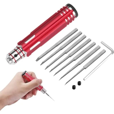 Immagine di 7 in 1 primo modello Scriber con lame Gundam resina intagliato Scribe linea Chisel strumento di taglio (0.1/0.2/0.4/0.6/0.8/1.0/2.0mm) Rosso