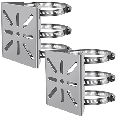 Immagine di WiTi staffa di montaggio su palo verticale universale per telecamera sicurezza, angolare in acciaio inossidabile a 3 anelli (dimensioni ridotte) (2PACK)