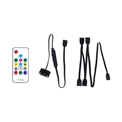 Immagine di Xilence LQZ.ARGB_Set Remote, ARGB Remote Control per componenti PC LED ARGB, ricevitore, 1to4 Splitter, nero/bianco