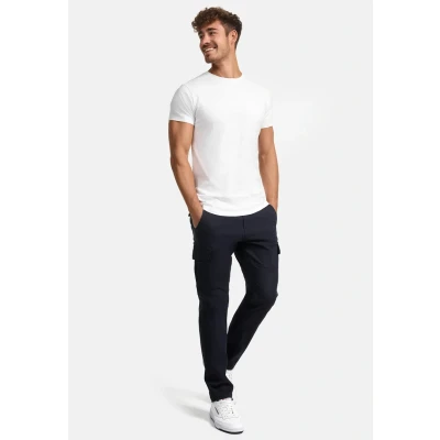 Immagine di Indicode Uomini William Cargo Pants Pantaloni in Cotone con 7 Tasche Incluso Cintura Navy S
