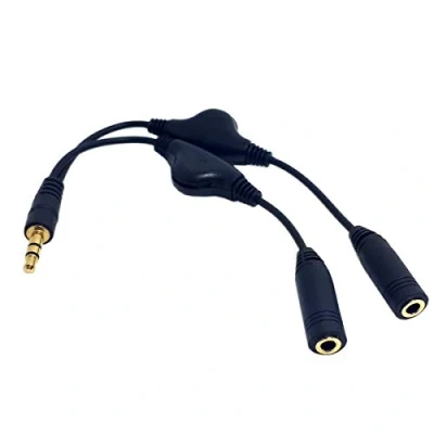 Immagine di Cablecc, cavo sdoppiatore audio a &quot;Y&quot; per cuffie, da maschio 3,5 mm doppio femmina mm, con interruttore il controllo del volume…