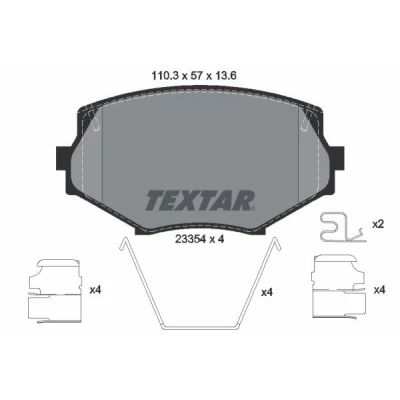 Immagine di TEXTAR 2335404 Kit pastiglie freno con segnalatore acustico usura accessori MAZDA: MX 5 2, I