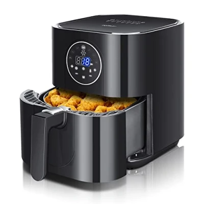 Immagine di Aigostar Mini Cube Friggitrice ad aria 7 in 1. Timer da 60 minuti. Sensori di sicurezza con spegnimento automatico. Temperatura regolabile e cestello antiaderente. 3,5L, nero