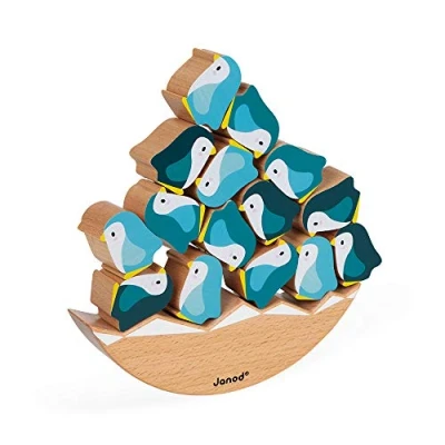 Immagine di Janod Pinguini in Legno a Dondolo Giocattolo Apprendimento Gioco di Abilità Motricità Fine e Concentrazione Collaborazione WWF Certificato FSC Da 2 Anni Su, J08602