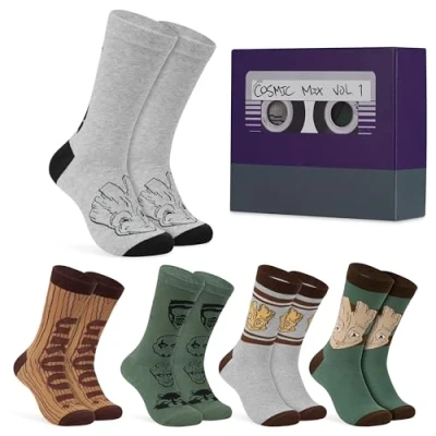 Immagine di Marvel Calzini Uomo 5 Paia Calze Supereroi Avengers Lunghe in Cotone Elasticizzato Taglia Unica Idea Regalo Gadget (Beige/Multi, 40 45 EU)
