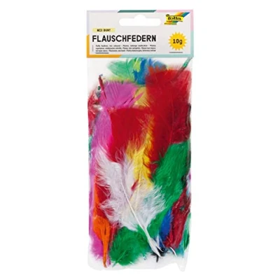 Immagine di folia 53019, piume artificiali, 10 g, assortiti in colori intensi, ideali per lavori creativi, maschere, costumi