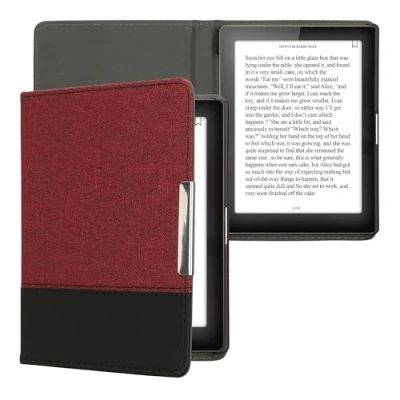 Immagine di kwmobile Cover Compatibile con Kobo Aura Edition 1 Custodia a Libro in Tela e Pelle PU Flip Case per eReader