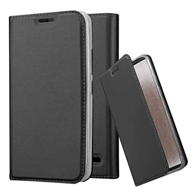 Immagine di Cadorabo Custodia Libro per Motorola Moto E4 in Classy Nero con Vani di Carte, Funzione Stand e Chiusura Magnetica Portafoglio Cover Case Wallet Book Etui Protezione