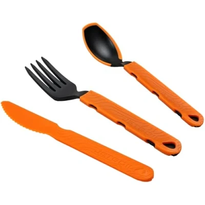 Immagine di Jetboil TrailWare Set di utensili da campeggio, forchetta, coltello e cucchiaio estensibili