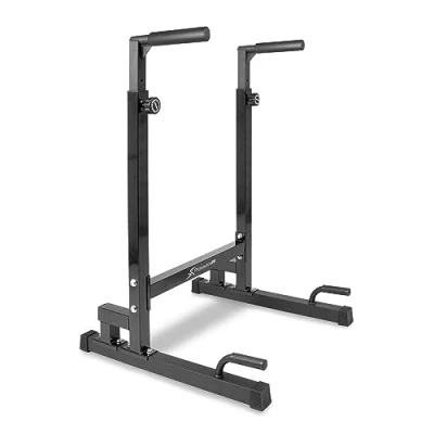Immagine di ProsourceFit Dip Stand Station, Adjustable Bar for Home Gym Fitness Equipment, Ultimate Heavy Duty Body Press with Safety Connector Tricep Dips, Pull Ups, Push L Sits, Black
