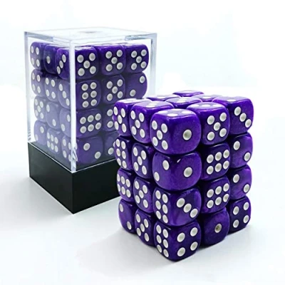Immagine di Bescon 12mm 6 Sided Dice 36 in Brick Box, Six Die (36) Block of Dice, Marble Purple