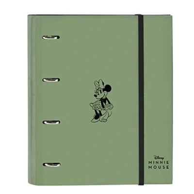 Immagine di MINNIE MOUSE Mint Shadow Cartella 4 anelli da 35 cm con 100 fogli A4, ideale per bambini di diverse età, comoda e versatile, qualità resistenza, 27 x 3,5 32 cm, colore verde militare