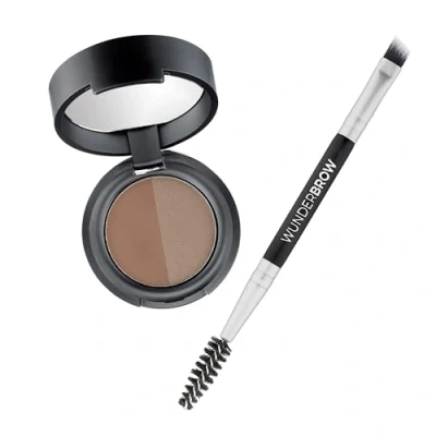 Immagine di WUNDERBROW Soft Brow Define &amp; Fill Powder Duo (Castano) Trucco per Sopracciglia dall’Effetto Naturale con Pennello a Doppia Punta, Vegan Cruelty Free