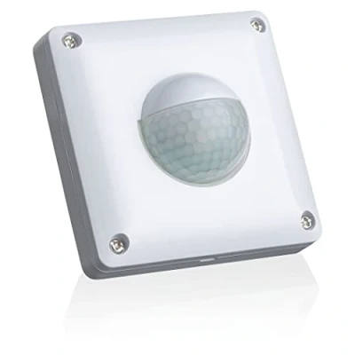 Immagine di SEBSON Rilevatore di Movimento Esterno IP65 Montaggio a Parete, Adatto ai LED, Sensore Infrarossi per Luci, Programmabile Portata 10m/190, 3 fili, 53x53x23mm